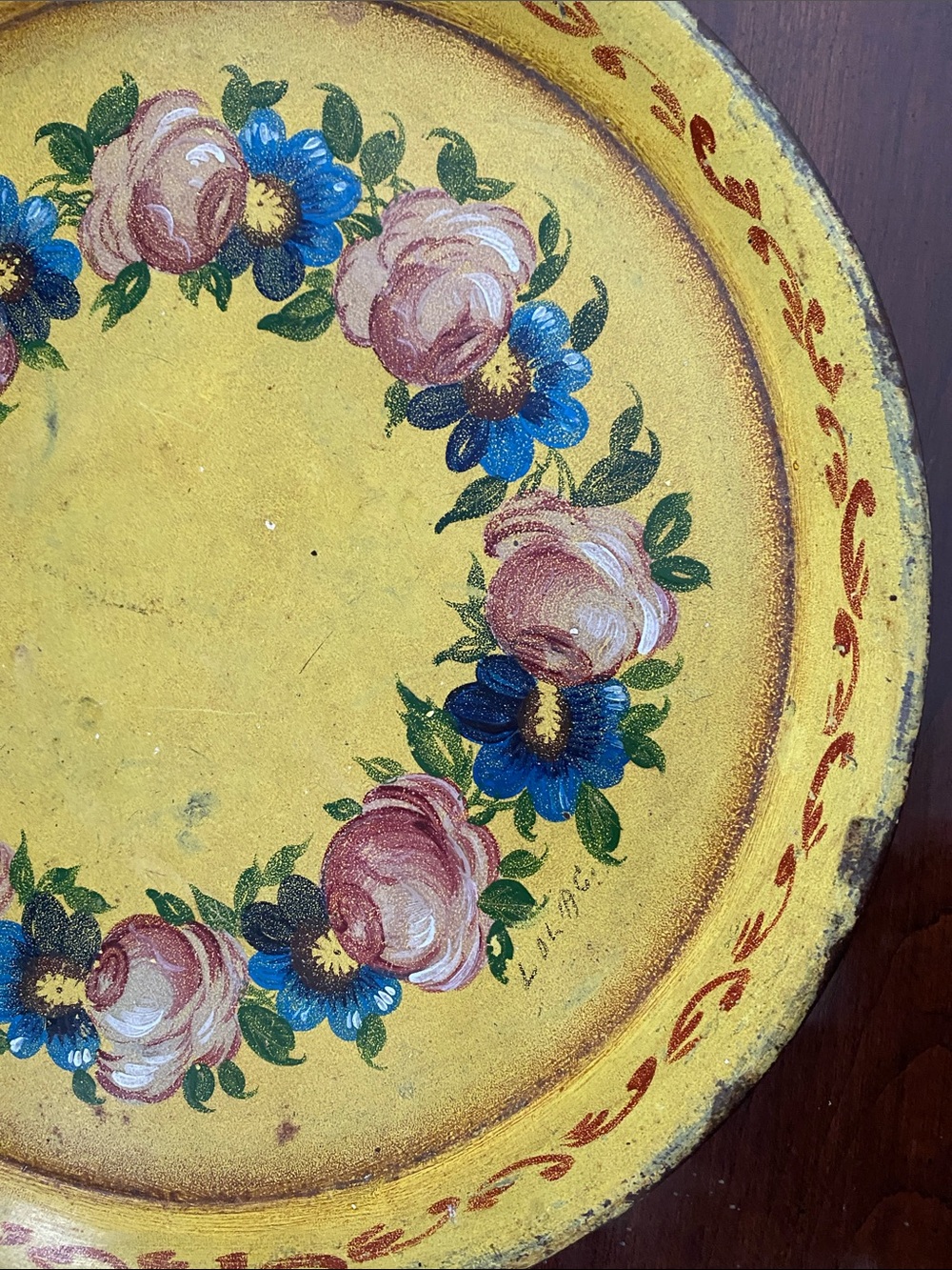 💐Vintage Hand-Painted Yellow Floral Decorative Tray - Picture 7 of 10